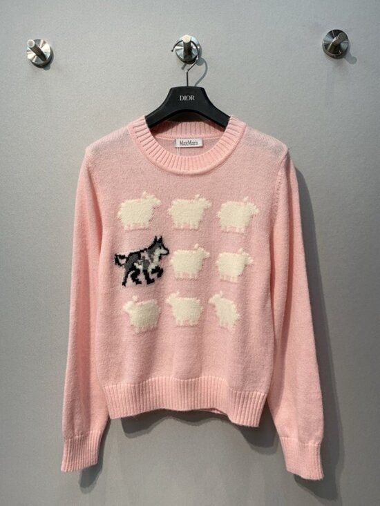 MaxMara Sweaters - MaxMara Pink Sheep Wolf Knit Sweater
